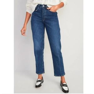 Old Navy Extra High-Rise Sky-Hi Straight Leg Jeans Button Fly Plus Size 28‎